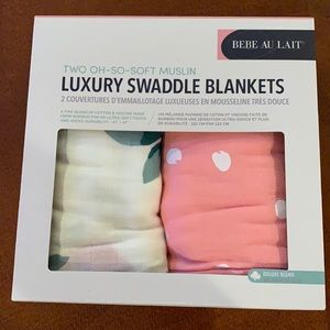 Two Bebe au lait swaddle blankets